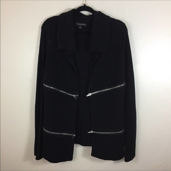 Rock & Republic Black Knit Sweater Zipper Detail - Picture 5 of 7